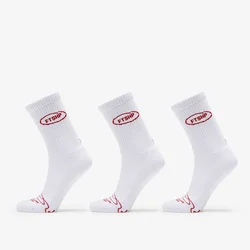 Nogavice Footshop Basic Crew Socks 3-Pack White (Red Logo) 39-42