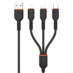 Kaku KSC-237 3in1 kabel USB - Lightning/Micro USB/USB-C, črna
