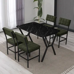 HANAH HOME Set Trpezarijski sto i 4 stolice Dubai Green Black