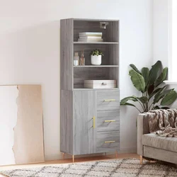 Visoka komoda siva sonome 69,5x34x180 cm od konstruiranog drva