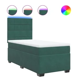 Vidaxl Box spring postelja z vzmetnico temno zelena 100x200 cm žamet