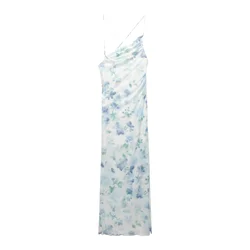 Pull&Bear Poletna obleka modra/svetlo modra/zelena/bela