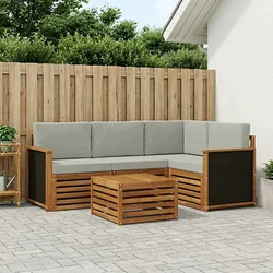 Set vanjskih sofa 5 pcs Prirodna i svjetlosiva 59 x 59 x 37 cm