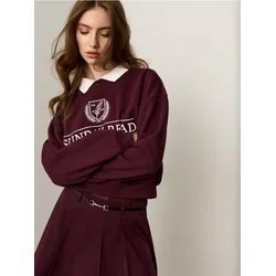 Sinsay - Dukserica sa pamukom, kragnom i printom - maroon