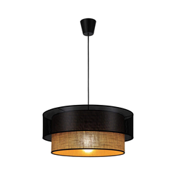 Luster na kablu BORHO 1xE27/60W/230V prečnika 40 cm crna/juta