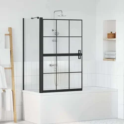 Ekran za kadu i tuš Crna i prozirna 80 x 68 x 128 cm