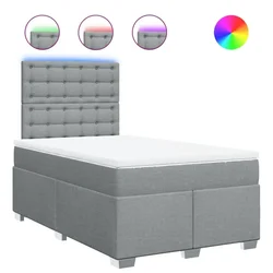 Vidaxl Box spring postelja z vzmetnico svetlo siva 120x200 cm blago