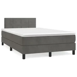 Vidaxl Box spring postelja z vzmetnico temno siva 120x200 cm žamet