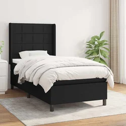shumee Box spring postelja z vzmetnico črna 90x200 cm blago