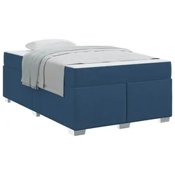 Vidaxl Konstrukcija postelje z vzmetnico Modra 120 x 190 cm blago
