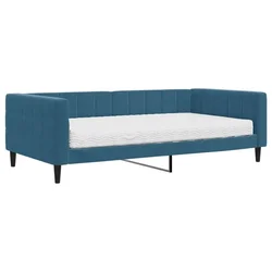 Vidaxl Dnevna postelja z vzmetnico modra 100x200 cm žamet