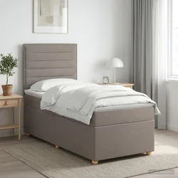 vidaXL Postelja boxspring z vzmetnico Taupe 80 x 200 cm Blago