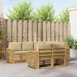 Set vanjskih sofa 7 pcs Bijela i bež 251 x 132,5 x 73 cm