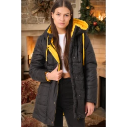 Z6660 DEWBERRY LADIES COAT-PLAIN BLACK