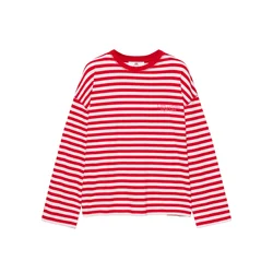 Pull&Bear Majica PACIFIC RAYAS rdeča/bela