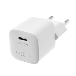FIXED Omrežni polnilnik Mini USB-C PD 20W, MFI + USB-C cable 1m - white