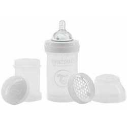 Twistshake steklenica proti kolikam 180 ml 0m + - bela