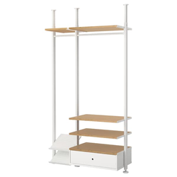 ELVARLI Kombinacija garderobera, bela/bambus, 135x51x222-350 cm