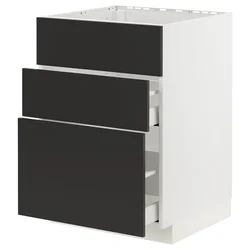 METOD / MAXIMERA Pod.element sudop. i 3front/2fioke, bela/Nickebo boja antracita, mat, 60x60 cm