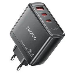 Zidni punjač Yesido YC142 100W 5A 1 x USB-A - 2 x USB-C crni