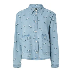 PIECES Bluza PCFlora modra/travnato zelena/bela