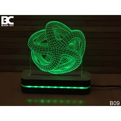 Black Cut 3D Lampa 3D Zvezda Zelena