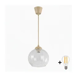 Brilagi - LED luster na sajli RETRO GLASS 1xE27/60W/230V prečnik 25 cm bež/prozirno