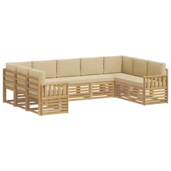 Set vanjskih sofa 7 pcs Bijela i Bež 304 x 128,5 x 73 cm