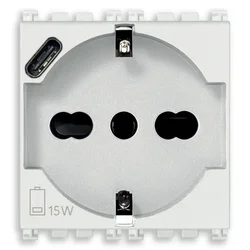 VIMAR ARKÉ PRIKLJUČNICA UNIVERZALNA + USB-C 16A 2M bela VI19210.USB.B