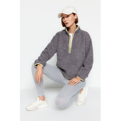 Trendyol Gray Plush Knitted Sports Sweatshirt