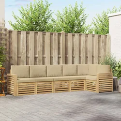 Set vanjskih sofa 6 pcs Bijela i bež 310 x 132,5 x 73 cm