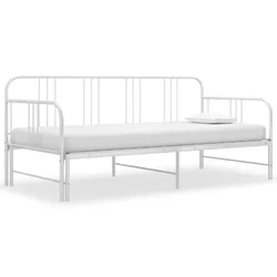 Izvlečni posteljni okvir bel iz kovine 90x200 cm