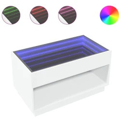 Stolić za kavu s beskonačnim LED svjetlima bijeli 90x50x50 cm