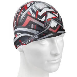 Mad wave stripes ii swim cap white/red