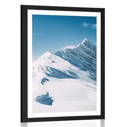 Plakat s paspartujem zasneženo pogorje - 30x45 silver