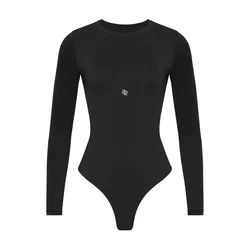 GOD SAVE QUEENS Bodi Second Skin Long Sleeve Crew-Neck Bodysuit črna
