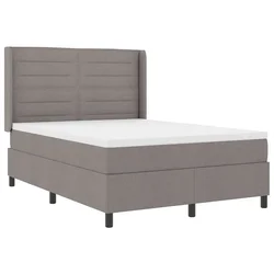Vidaxl LED Box Spring Postelja z vzmetnico Taupe 140 x 190 cm blago