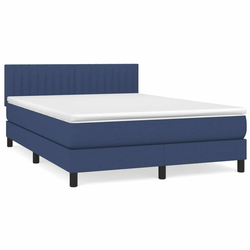 VIDAXL box spring postelja z vzmetnico (140x200cm, blago), modra