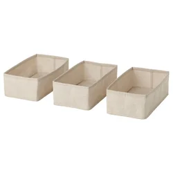 PURRPINGLA Set kutija, 3 kom., tekstil/bež, 20x38x12 cm