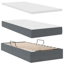 Vidaxl Postelja s shranjevanjem Temno siva 90 x 190 cm Žamet