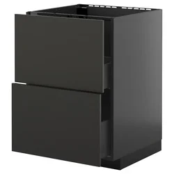 METOD / KNIVSHULT Pod.element sudop. i 2front/2fioke, Crnosiva/Nickebo boja antracita, mat, 60x60 cm