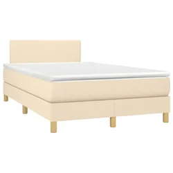 Vidaxl Box spring postelja z vzmetnico krem 120x190 cm blago