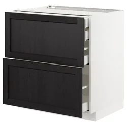 METOD / MAXIMERA Pod.orm.2front/2dnj/1srd/1vis.fiok, bela/Lerhyttan crno bajcovano, 80x60 cm