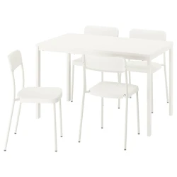 VIHALS / VIHALS Sto i 4 stolice, bela/bela, 120/180x74 cm