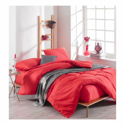 Set crvene posteljine s plahtom za bračni krevet Basso Rojo, 200 x 220 cm