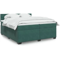 VIDAXL Box spring postelja z vzmetnico temno zelena 200x200 cm žamet