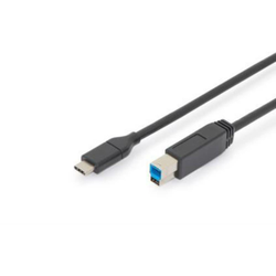 Digitus Digitus USB 3.1 Priključni kabel [1x - 1x Muški konektor USB 3.0 tipa B] 1.8 m Crna dvostruko zaštićen