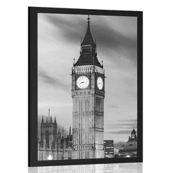 Plakat Big Ben v Londonu v črnobeli varianti - 30x45 silver