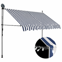 Den Ročno zložljiva tenda z LED lučmi 300 cm modra in bela