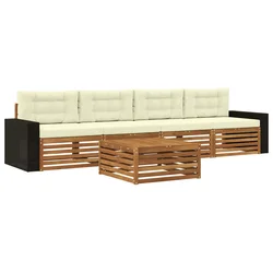Set vanjskih sofa 5 pcs Prirodna i krem Čvrsto drvo akacije